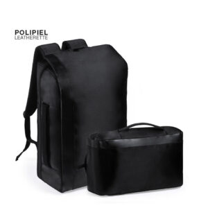 Eleganta mugursoma no poliestera ar PU ādas detaļām – līdz 17″