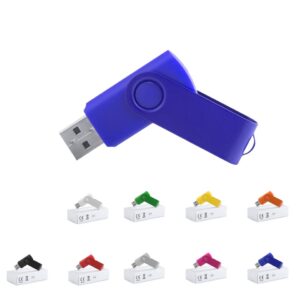 16GB USB zibatmiņa ar grozāmu krāsotu metāla klipsi
