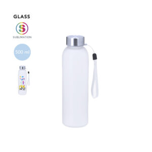 Sublimation glass bottle with matt finish and strap – 500 ml