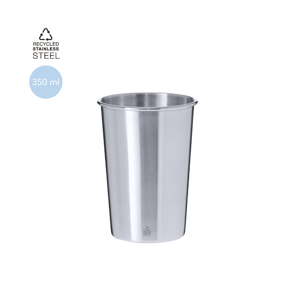 Recycled stainless steel cup with chromed finish – 350 ml