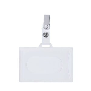 Rigid badge holder with metal clip