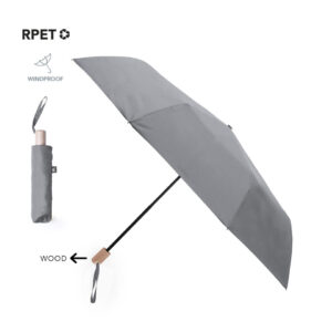 ECO foldable umbrella 21” made from RPET with wooden handle