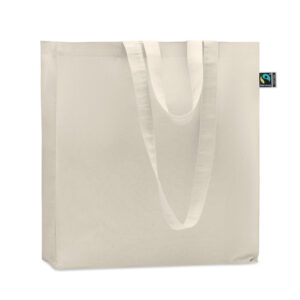 Fairtrade cotton shopping bag with gusset, 180 g/m² – Brown