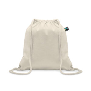Fairtrade cotton bag with drawstring, 180 g/m² – Brown