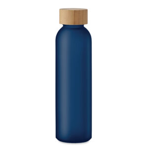 Matēta stikla pudele ar bambusa vāciņu – 500 ml – Zila