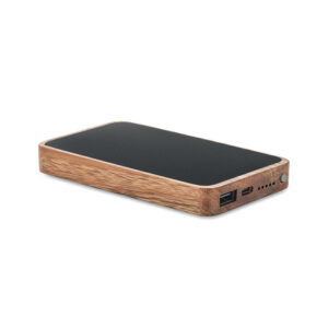 Bezvadu ārējais akumulators ar akasījas koku, 4000 mAh – Melna