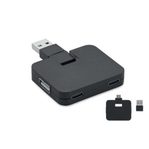 USB hub with four ports – Black