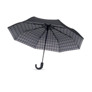 Folding umbrella with checked interior, 23" – Black