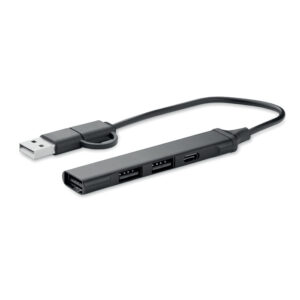 Aluminium USB hub with four ports – Black