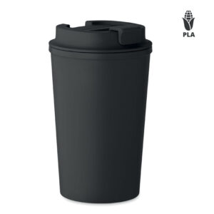 Corn PLA thermal mug with lid – 350 ml – Black