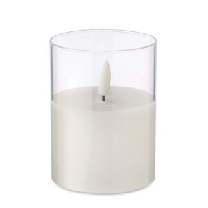 LED wax candle in glass holder – White