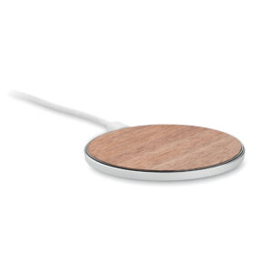 Aluminium wireless charger with walnut surface, 15 W – Brown