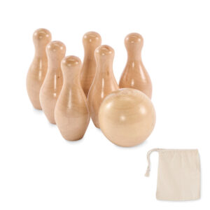 Mini bowling set made from pine wood – Brown