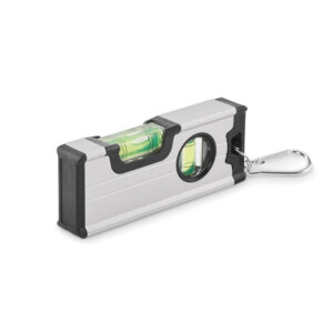 Mini aluminium spirit level with carabiner – Silver