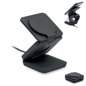 Foldable magnetic charging station 3 in 1 – Black