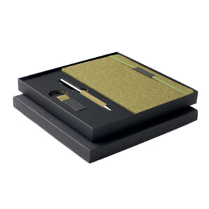 Gift set with A5 notebook and tea grounds trim – Green