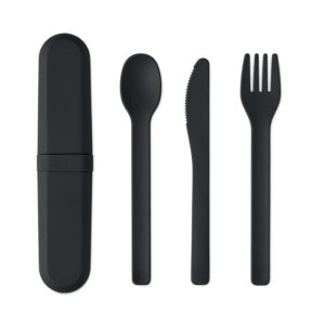 PLA cutlery with case – Black