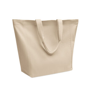 Cotton shopping bag with short handles – Brown