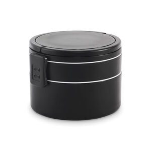 Apaļa divstāvu pusdienu kārba – 950 ml – Melna