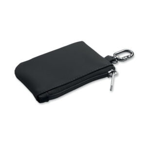 PU key and coin pouch with carabiner – Black