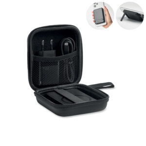 Magnetic power bank travel set, 5000 mAh – Black