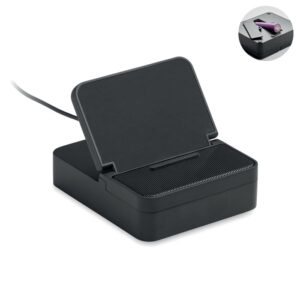 Wireless speaker with charger and phone stand – Black