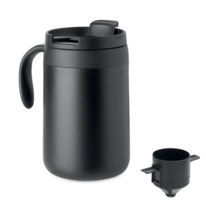 Termokrūze ar kafijas filtru – 450 ml – Melna