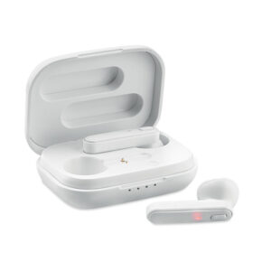 TWS wireless earphones made from recycled plastic – White