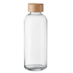 Glass bottle with bamboo lid – 650 ml – White