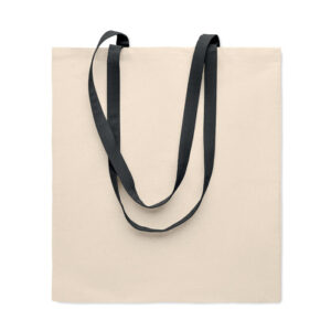 Cotton shopping bag with coloured handles