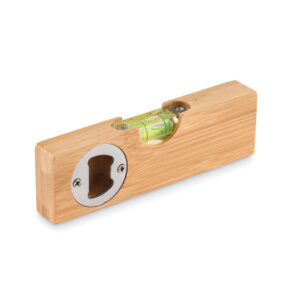 Bamboo spirit level with bottle opener – Brown
