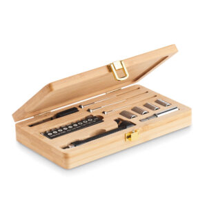 Tool set in bamboo box, 21 pcs. – Brown