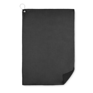 RPET golf towel with hook – Black