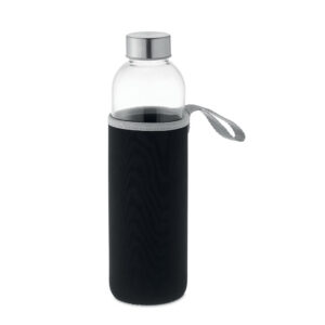 Large glass bottle in neoprene pouch – 750 ml – Black