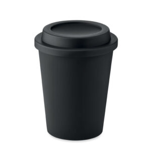 PP thermal mug with lid – 300 ml – Black