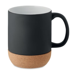 Matte ceramic mug with cork base – 300 ml – Black