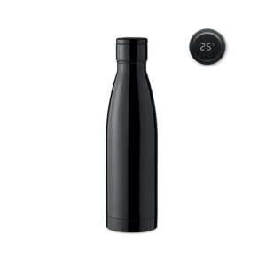 Insulated bottle with LED thermometer in lid – 500 ml – Black