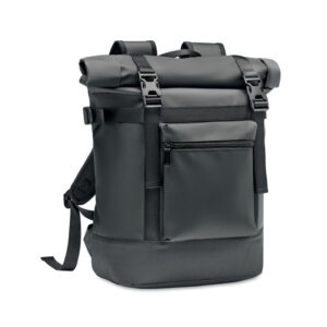 Canvas backpack with roll-top closure – Black