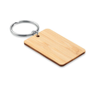 Rectangular bamboo keyring – Brown