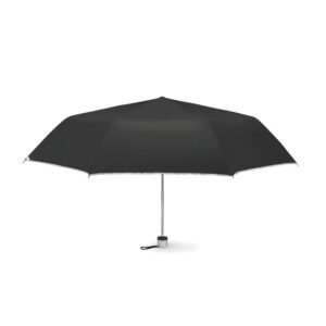 Saliekams lietussargs ar sudraba iekšpusi, 21″ – Melna