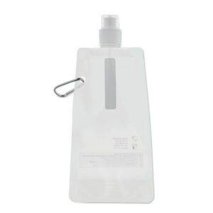 Foldable PET water bottle with carabiner – 480 ml – White