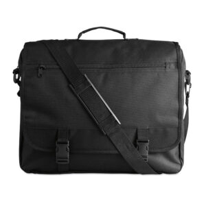Polyester document bag with flap – Black