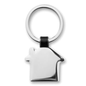 Glossy house-shaped keyring – Black
