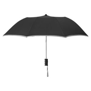 Folding umbrella with reflective edge, 21" – Black
