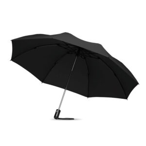 Saliekams otrādi veramais lietussargs, 23″ – Melna