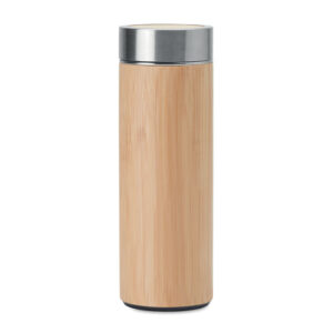Bambusa termopudele ar tējas sietu un bambusa apvalku – 400 ml – Brūna