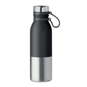 Powder-coated insulated bottle with silicone grip – 600 ml – Black