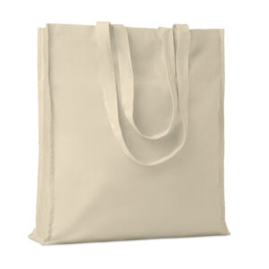 Cotton shopping bag with gussets, 140 g/m² – Brown