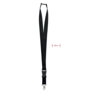 Wide lanyard with metal hook, 25 mm