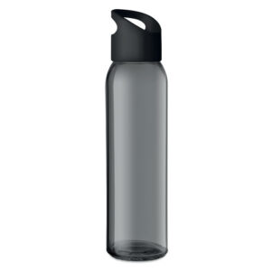 Glass bottle with carrying loop – 470 ml – Black
